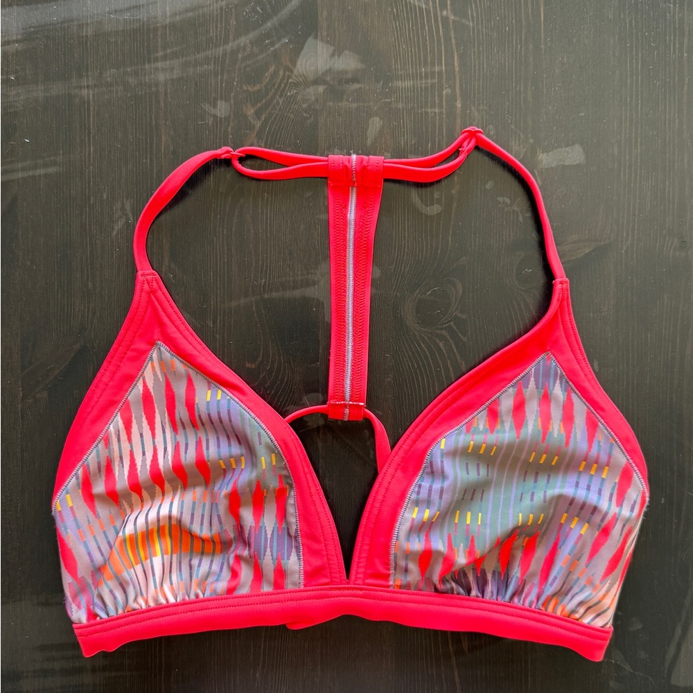 Prana Pink and Red Bikini Top